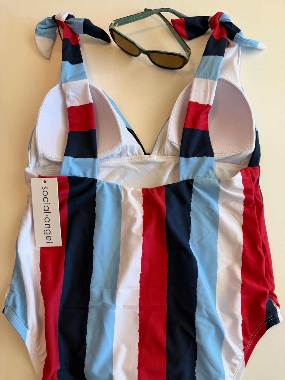 Social Angel Vertical Stripe One-Piece Bathing Suit, NWT, Size Large - Picture 4 of 11